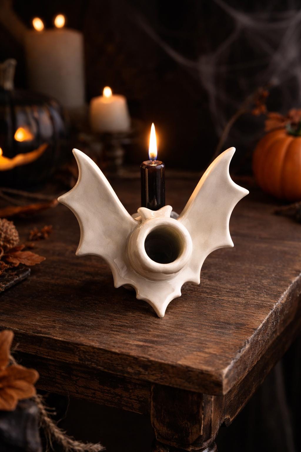 Bat Candle Holder Pottery Template, Halloween Decor, Ceramic Slab Building, Digital Download