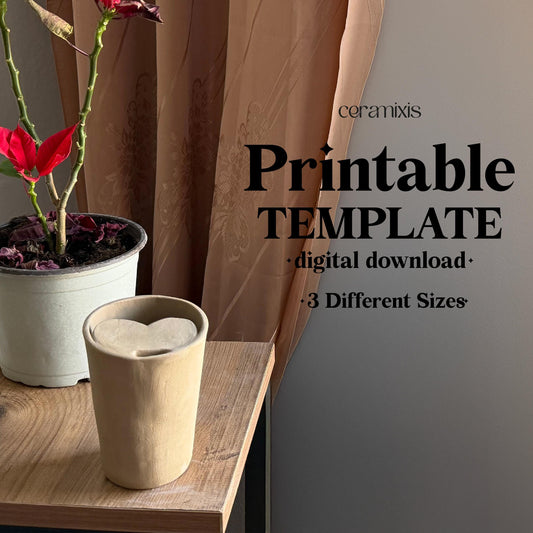 Heart Travel Mug Slab Building Template | Pottery Template | Ceramic Tools | Handbuilding | Digital Download
