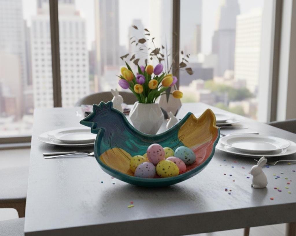 Chicken Plate Pottery Template, Easter Decor, Ceramic Slab Building, Digital Download