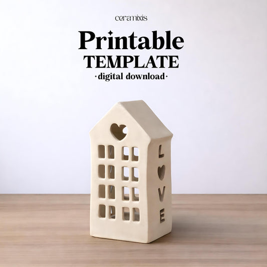 Tealight House Candle Holder Slab Building Template | Pottery Template | Ceramic Tools | Handbuilding | Digital Download