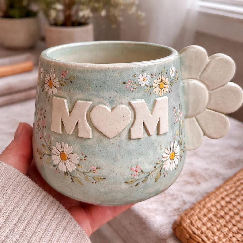 Mom Mug Pottery Template, Ceramic Slab Building, Digital Download