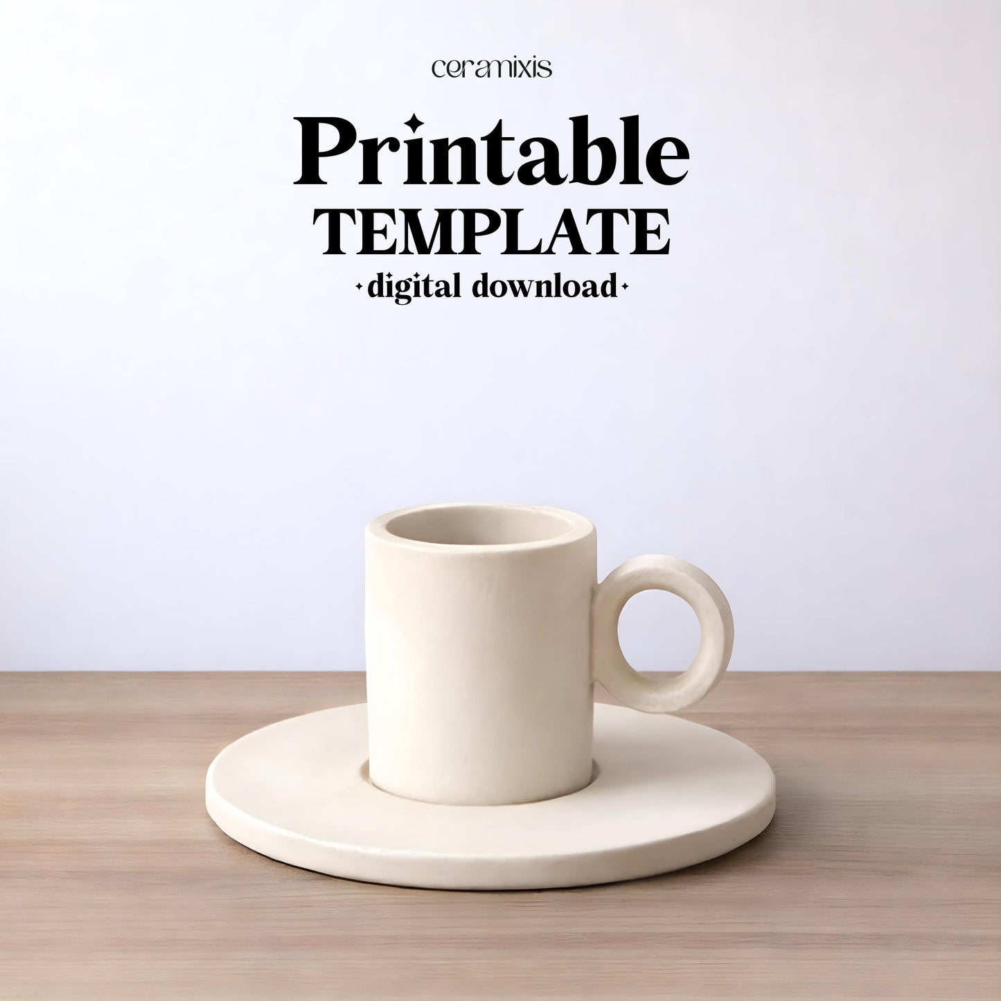 Espresso Cup Pottery Template, Turkish Coffee Mug, Ceramic Slab Building, Digital Download