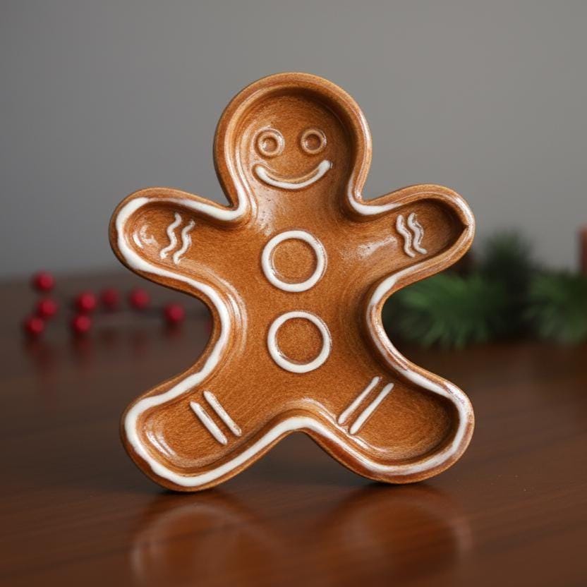 Gingerbread Plate Pottery Template, Ceramic Christmas Decor, Slab Building, Digital Download