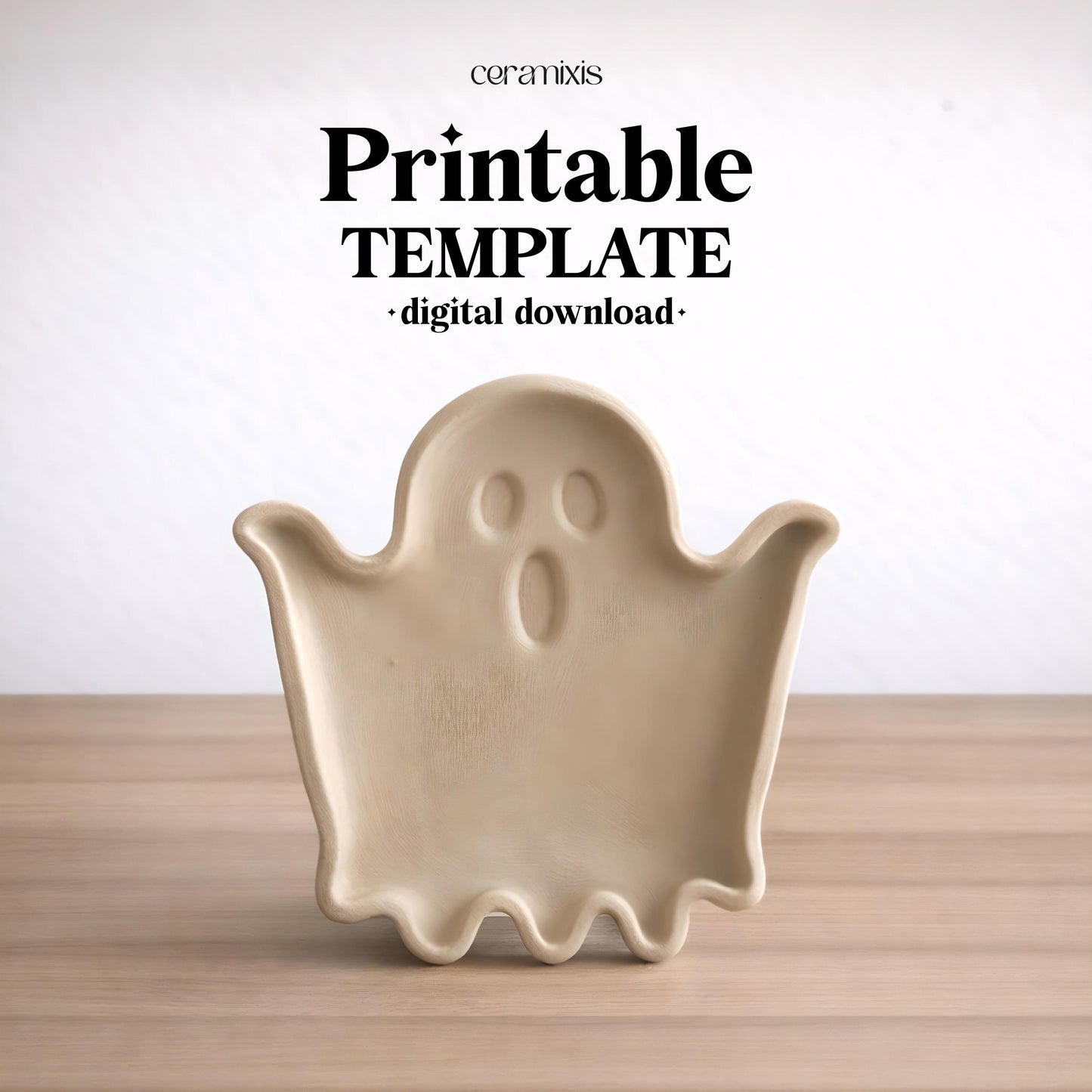 Ghost Plate Pottery Template, Halloween Decor, Ceramic Slab Building, Digital Download