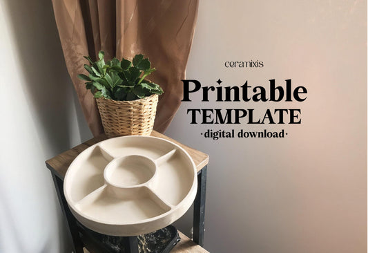 Divided Plate Pottery Template, Ceramic Slab Building, Digital Download