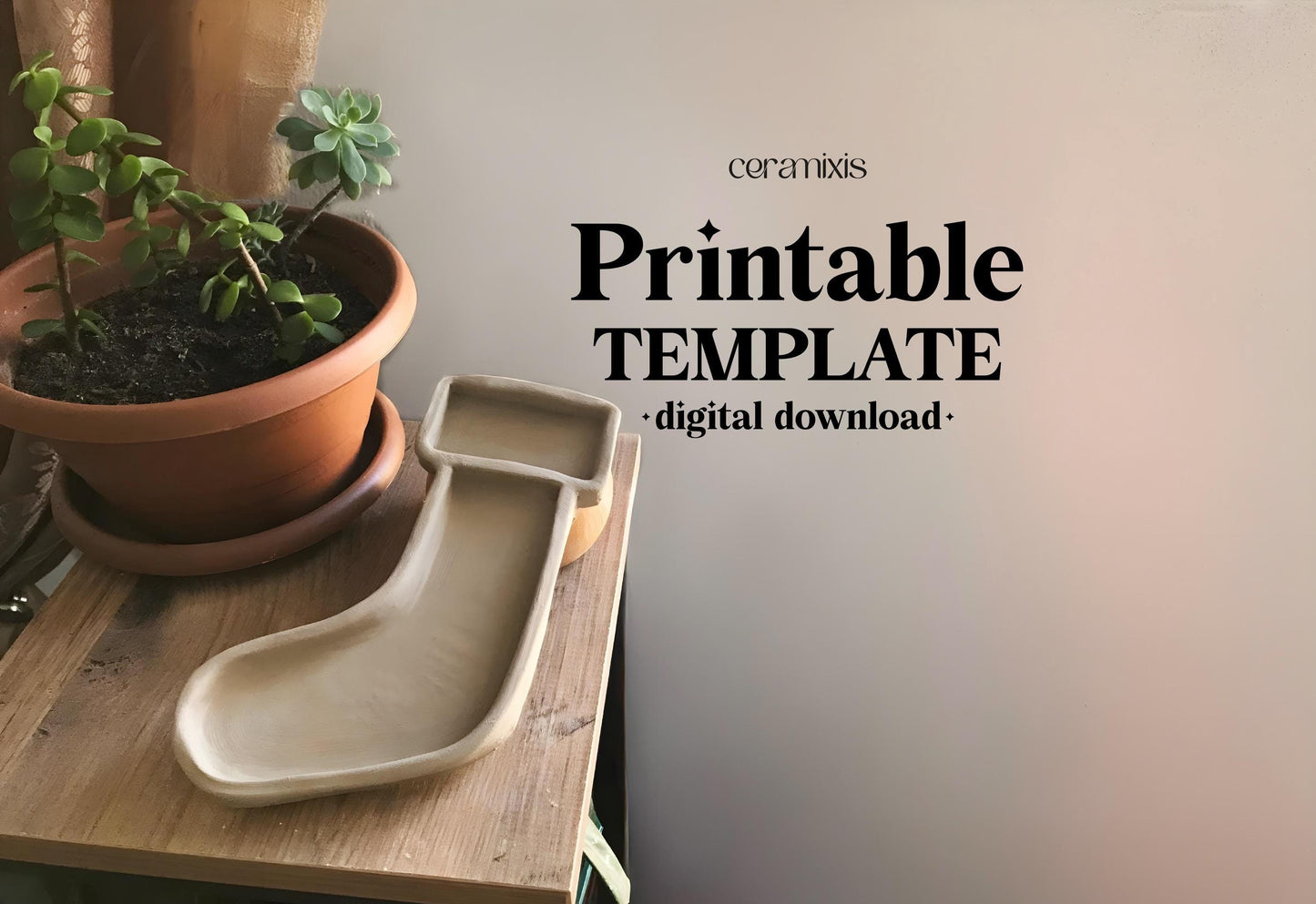 Chips and Dip Bowl Pottery Template, Christmas Ceramic, Slab Building, Digital Download