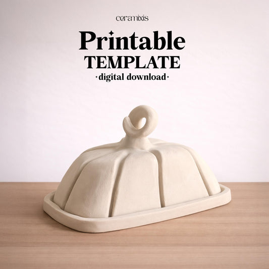 Pumpkin Butter Dish Pottery Template, Ceramic Slab Building, Digital Download