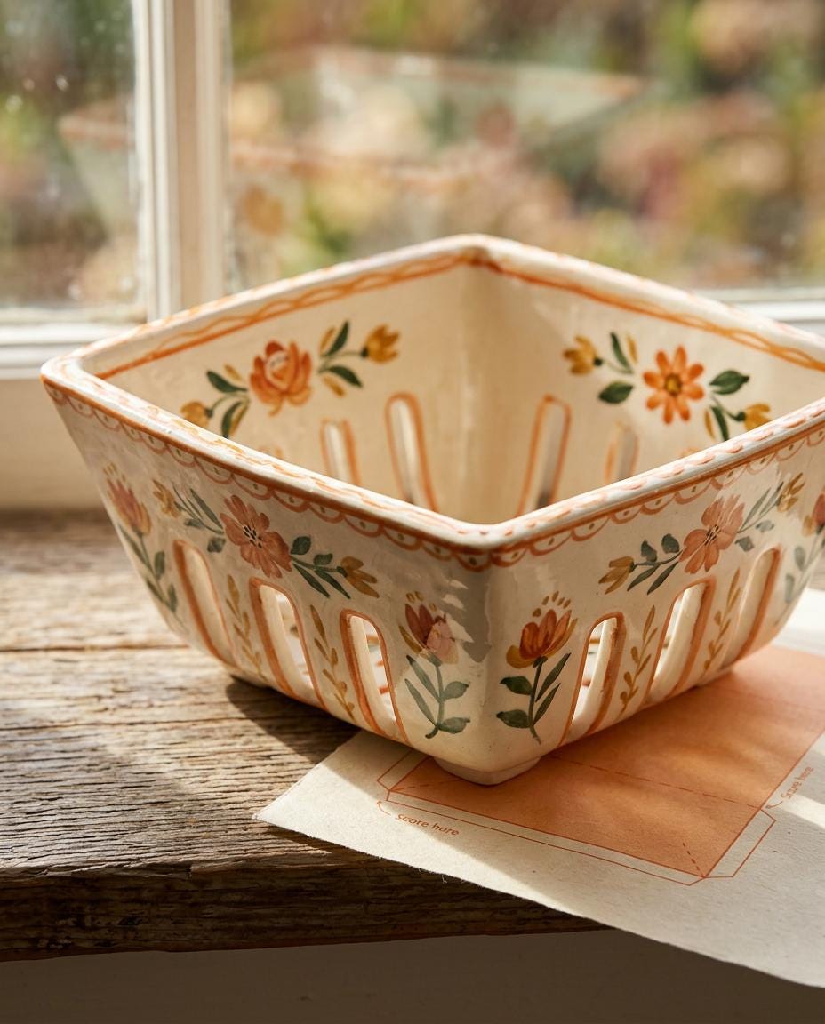 Berry Bowl Pottery Template, Mini Colander, Ceramic Slab Building, Digital Download