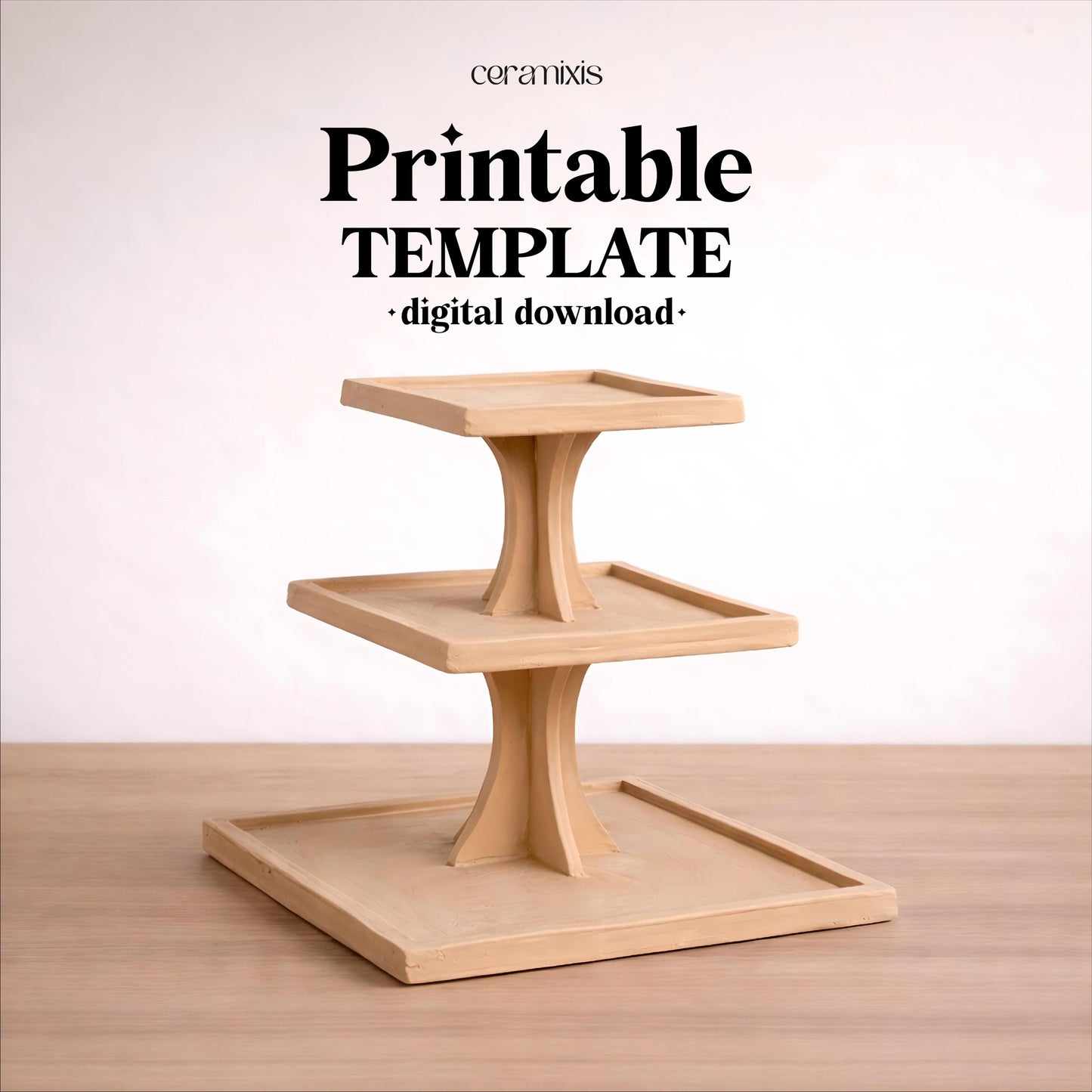Dessert Serving Stand Pottery Template, Ceramic Slab Building, Digital Download