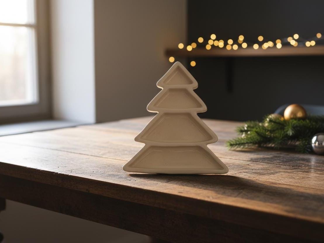 Christmas Tree Plate Pottery Template, Ceramic Slab Building, Digital Download