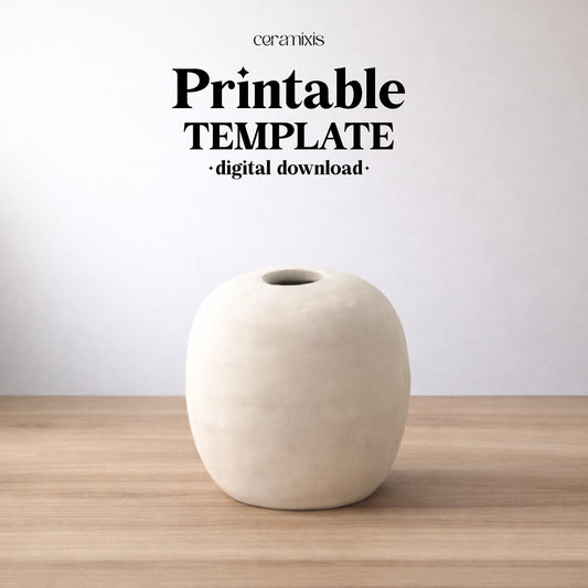 Moon Vase Pottery Template, Ceramic Slab Building, Digital Download