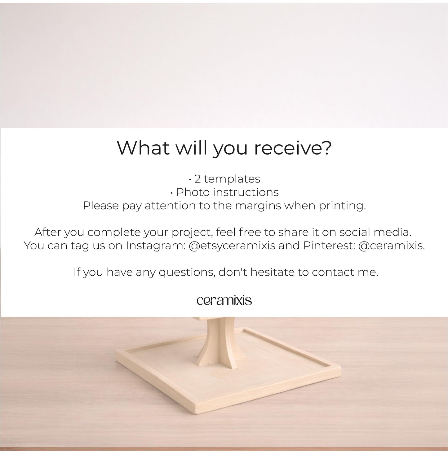 Dessert Serving Stand Set Pottery Template, Ceramic Slab Building, Digital Download