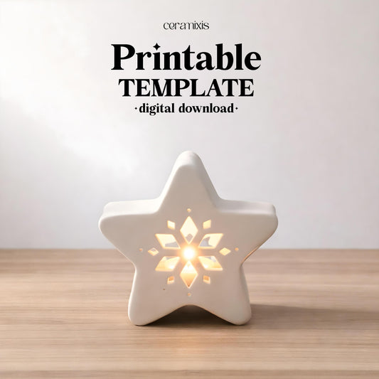 Star Candle Holder Pottery Template, Ceramic Slab Building, Digital Download
