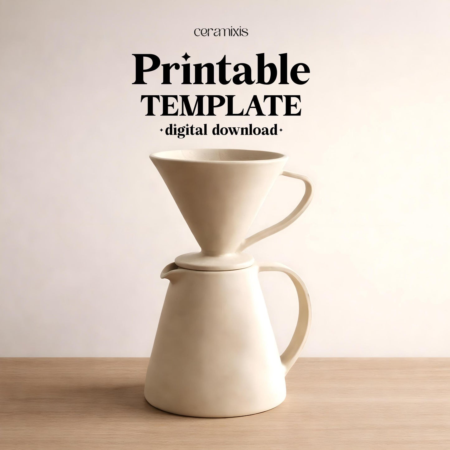Coffee Pour Over Set Pottery Template, Ceramic Slab Building, Digital Download