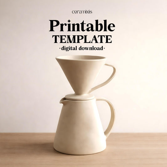 Coffee Pour Over Set Pottery Template, Ceramic Slab Building, Digital Download