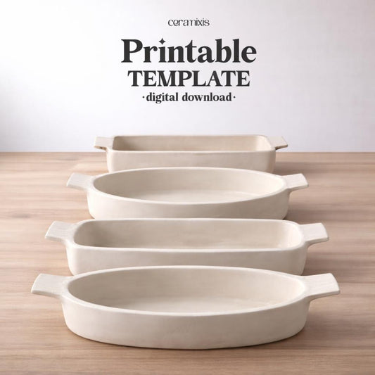 Baking Dish Set Pottery Template, Ceramic Slab Building, Digital Download