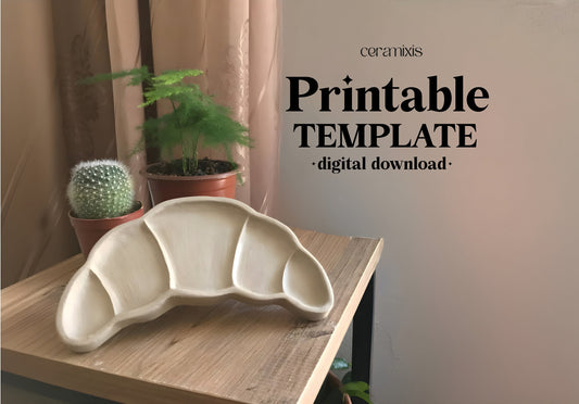 Croissant Plate Pottery Template, Ceramic Slab Building, Digital Download