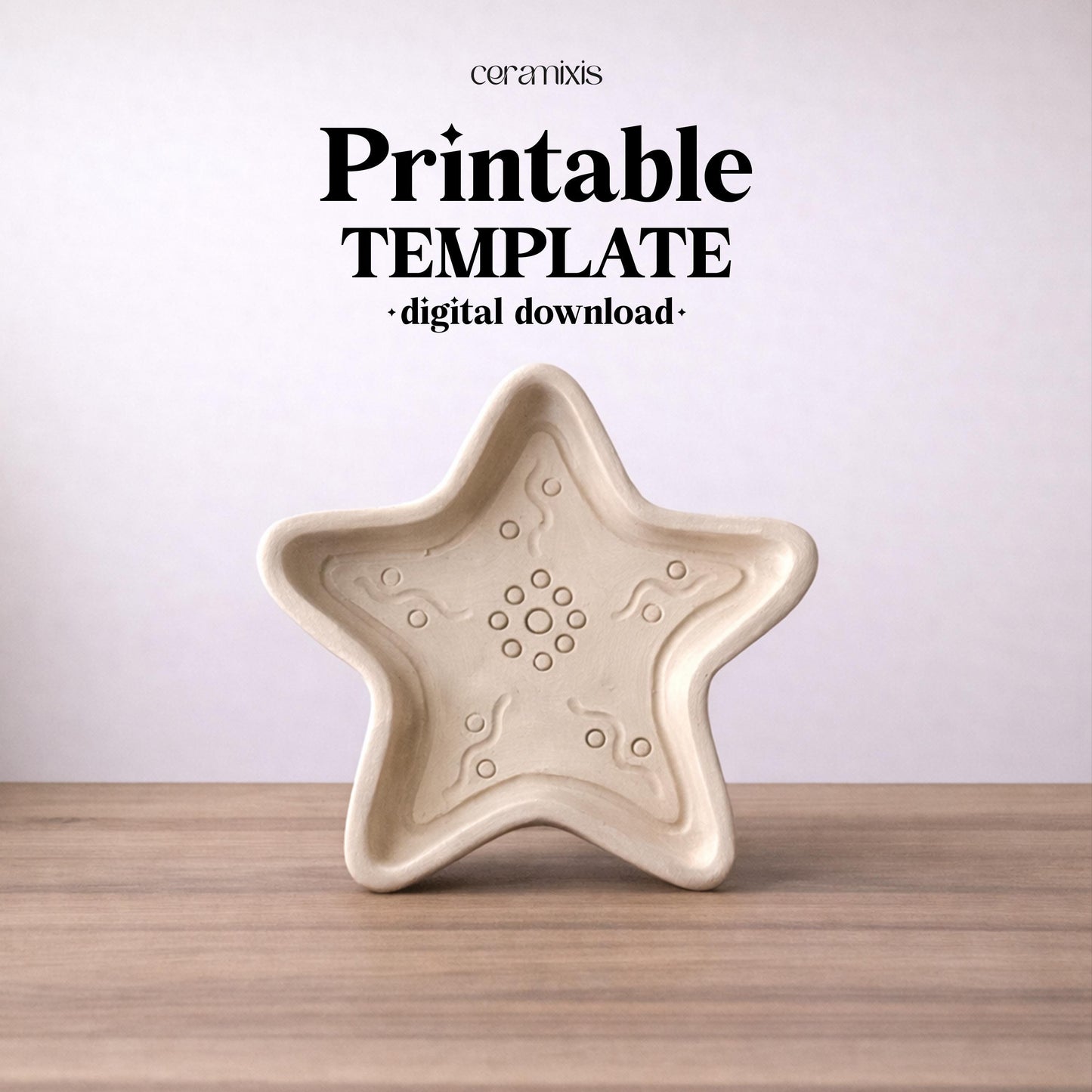 Christmas Star Plate Template, Ceramic Slab Building, Digital Download