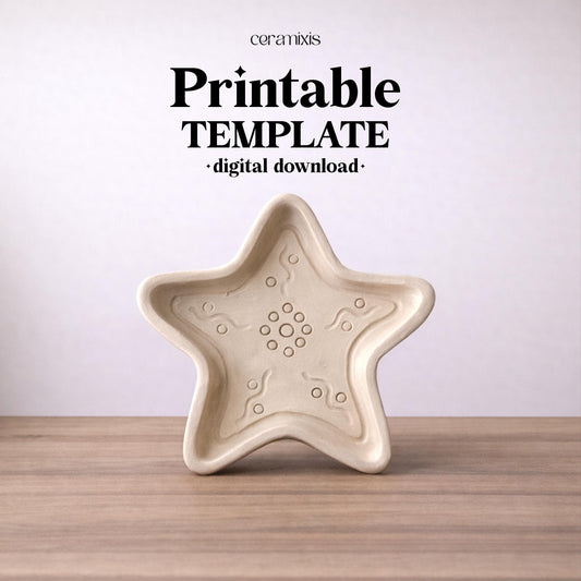 Christmas Star Plate Template, Ceramic Slab Building, Digital Download