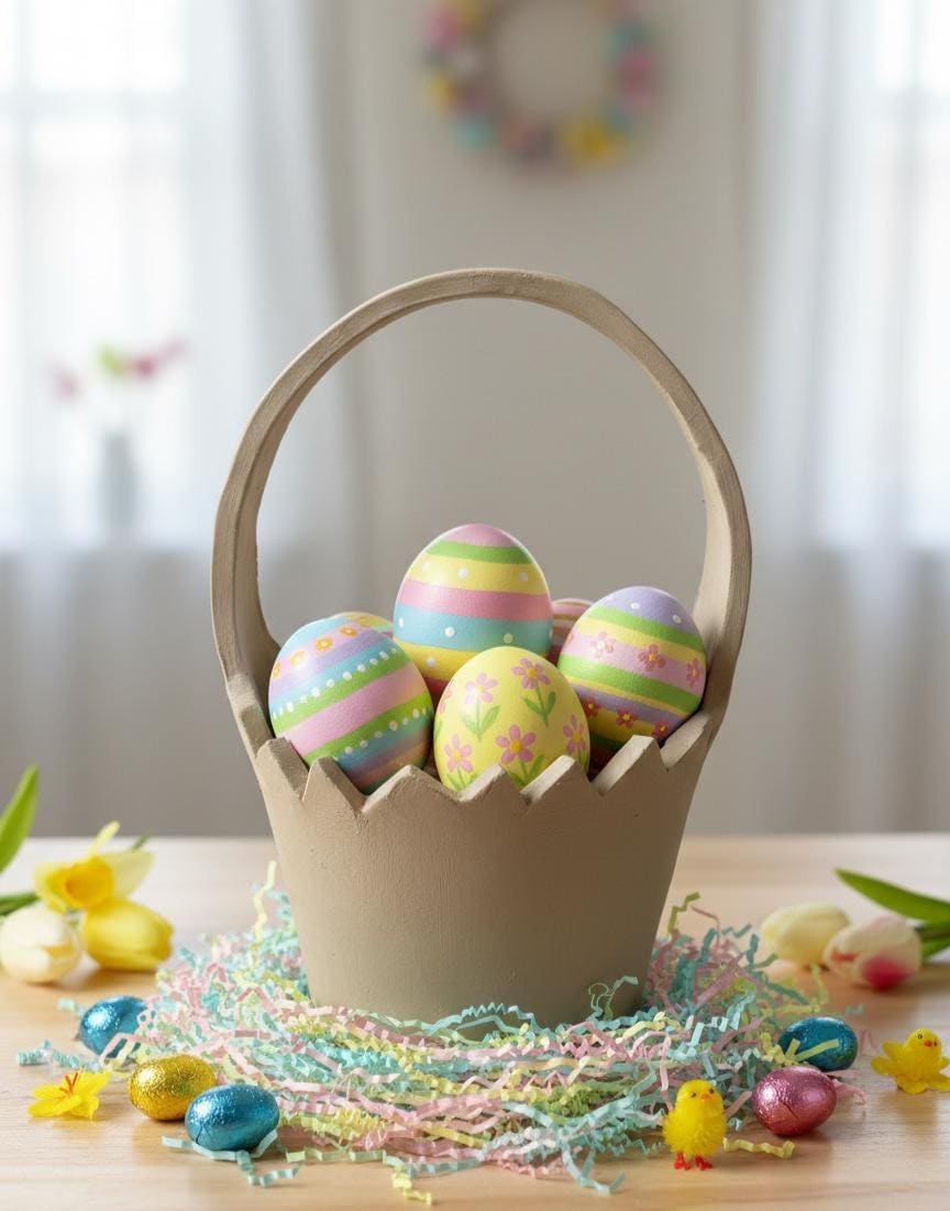 Egg Basket Slab Building Template | Pottery Template |  Easter Day Decor  | Handbuilding | Digital Download