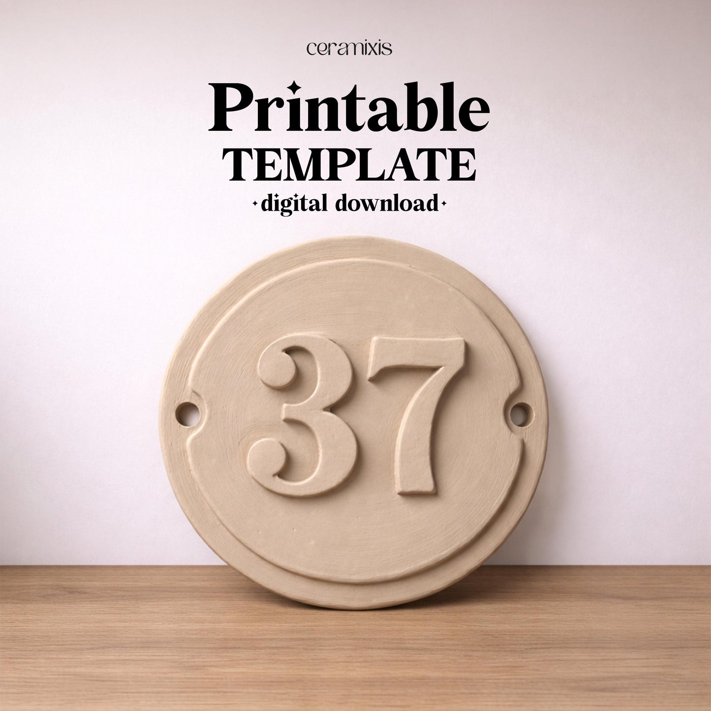 House Number Sign Pottery Template, Ceramic Slab Building, Digital Download