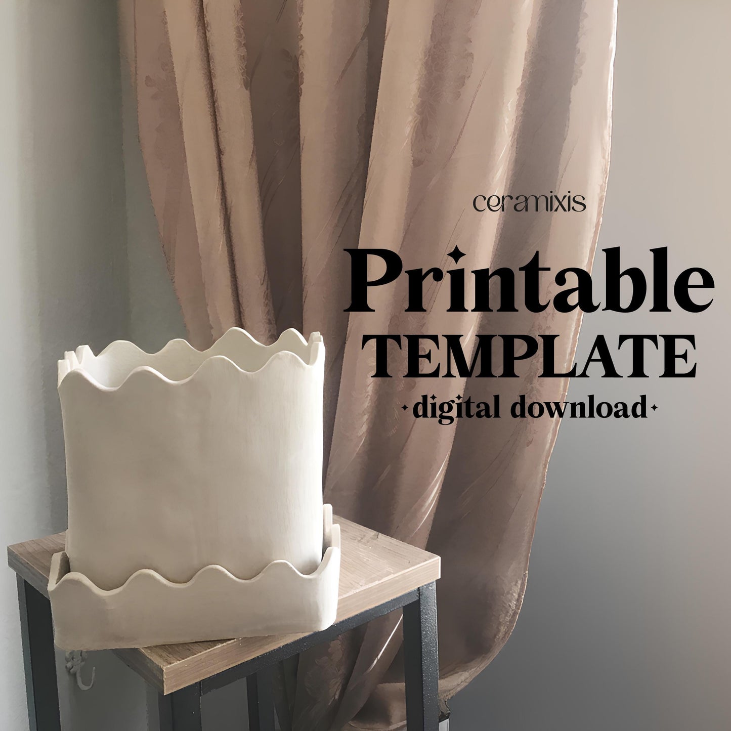 Square Planter Pottery Template, Ceramic Slab Building, Digital Download