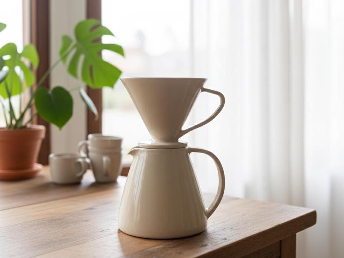 Coffee Pour Over Set Pottery Template, Ceramic Slab Building, Digital Download
