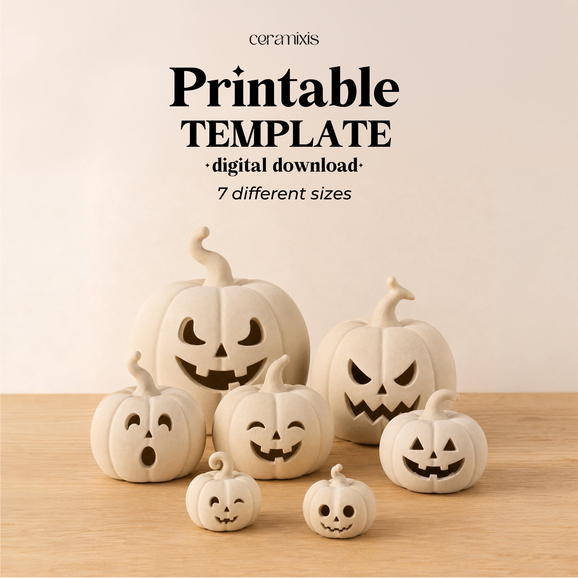 Pumpkin Candle Holder Pottery Template, Halloween Decor, Ceramic Slab Building, Digital Download