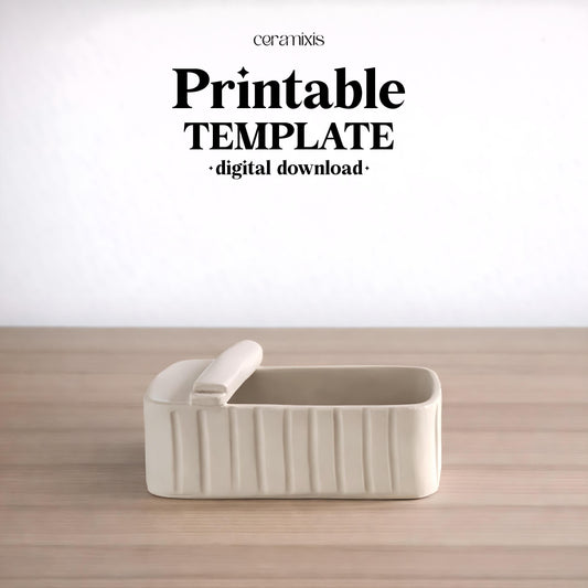 Sardine Box Pottery Template, Portuguese Style, Ceramic Slab Building, Digital Download