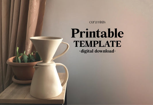 Coffee Pour Over Set Pottery Template, Ceramic Slab Building, Digital Download
