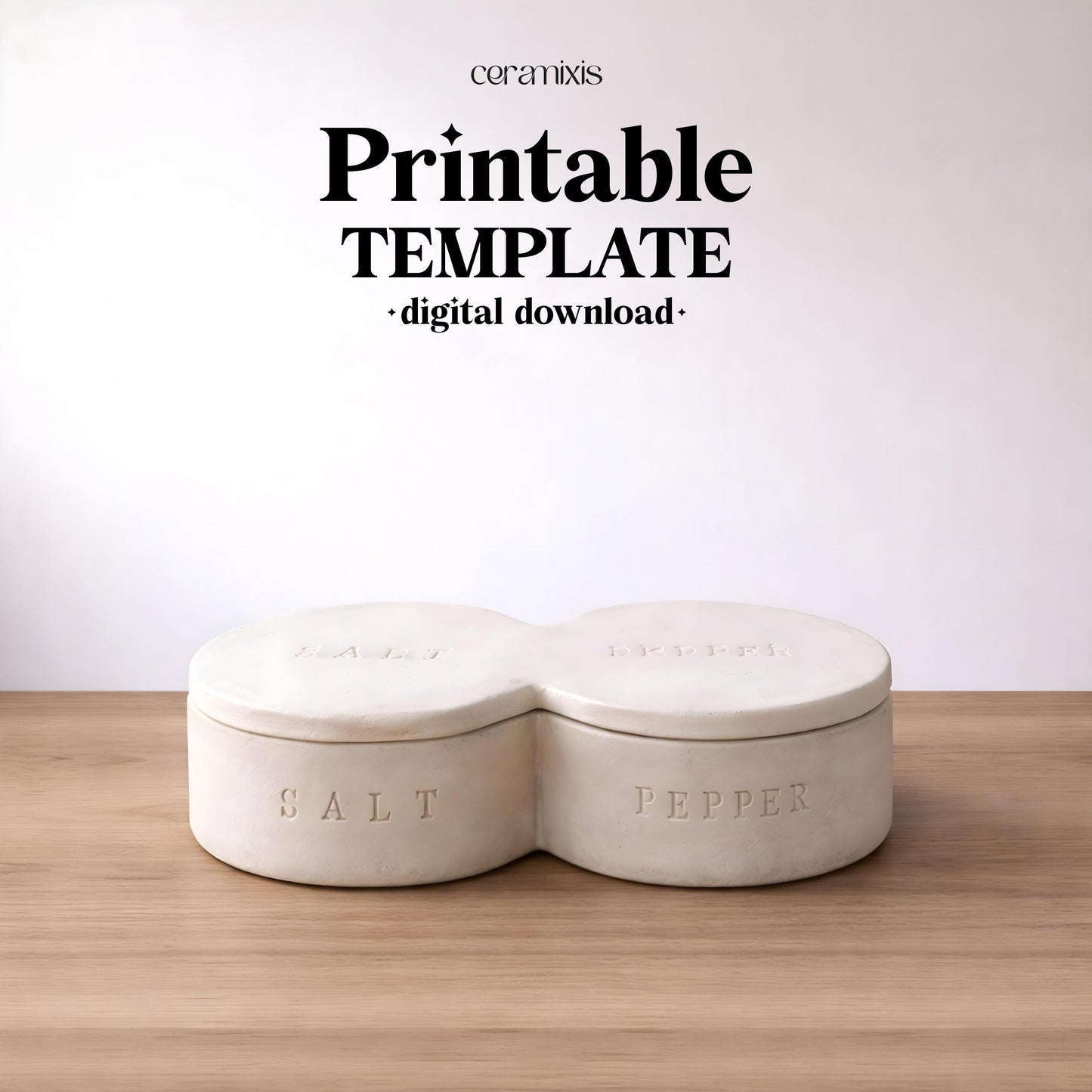 Salt Cellar Set Pottery Template, Ceramic Slab Building, Digital Download