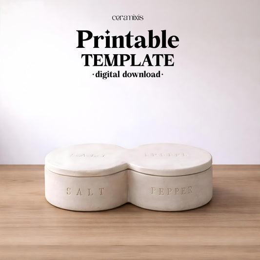 Salt Cellar Set Pottery Template, Ceramic Slab Building, Digital Download