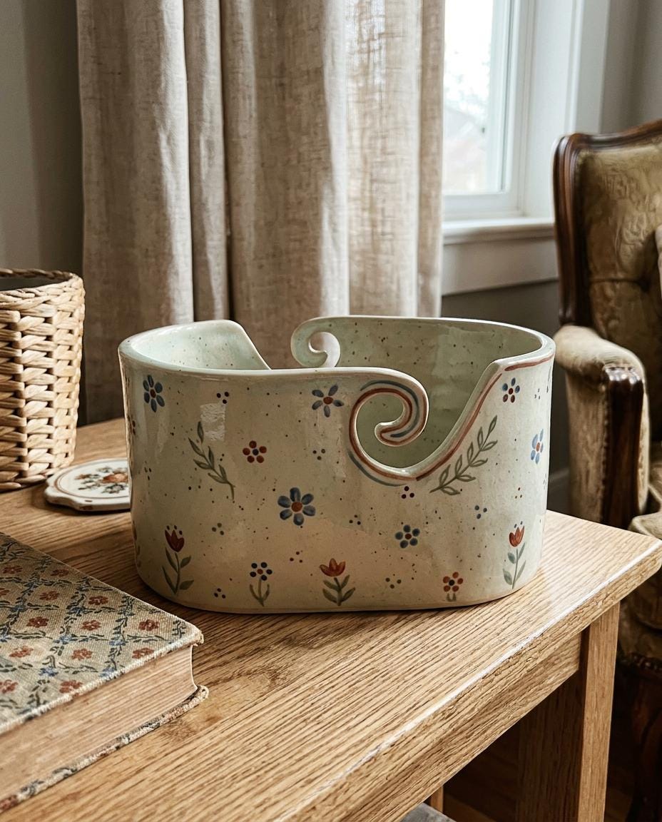 Yarn Bowl Pottery Template, Ceramic Slab Building, Digital Download