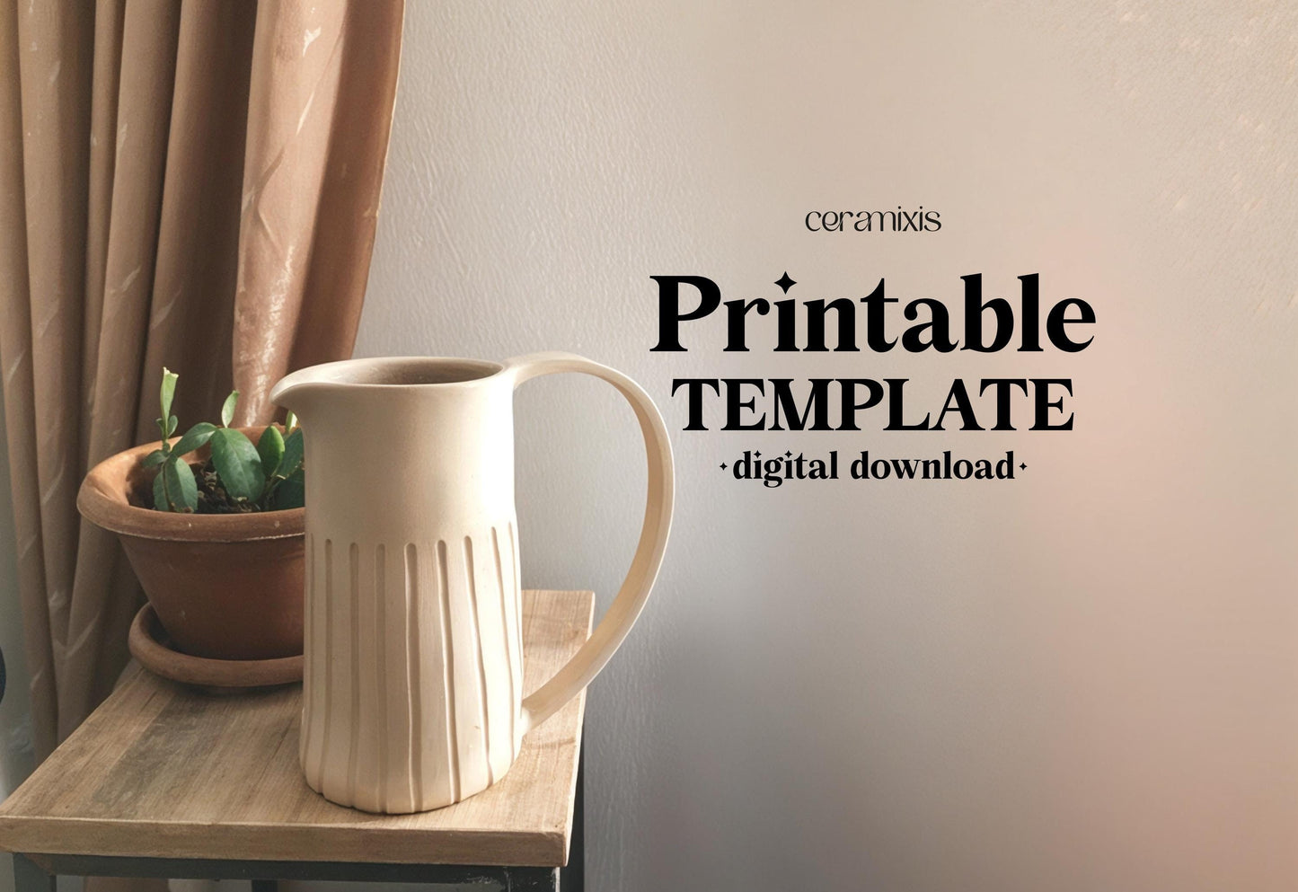 Jug Pottery Template, Ceramic Slab Building, Digital Download