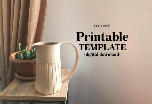 Jug Pottery Template, Ceramic Slab Building, Digital Download