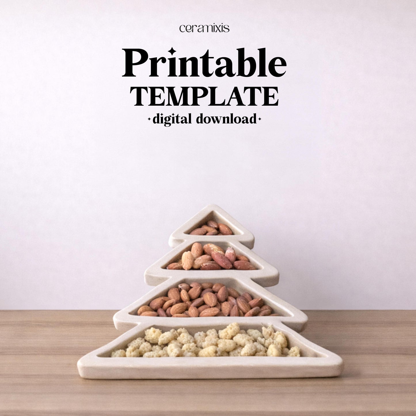 Christmas Tree Plate Pottery Template, Ceramic Slab Building, Digital Download
