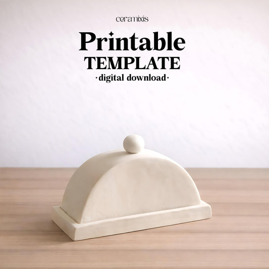 Butter Stick Dish Pottery Template, Ceramic Slab Building, Digital Download