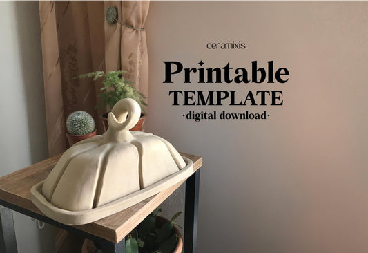 Pumpkin Butter Dish Pottery Template, Ceramic Slab Building, Digital Download