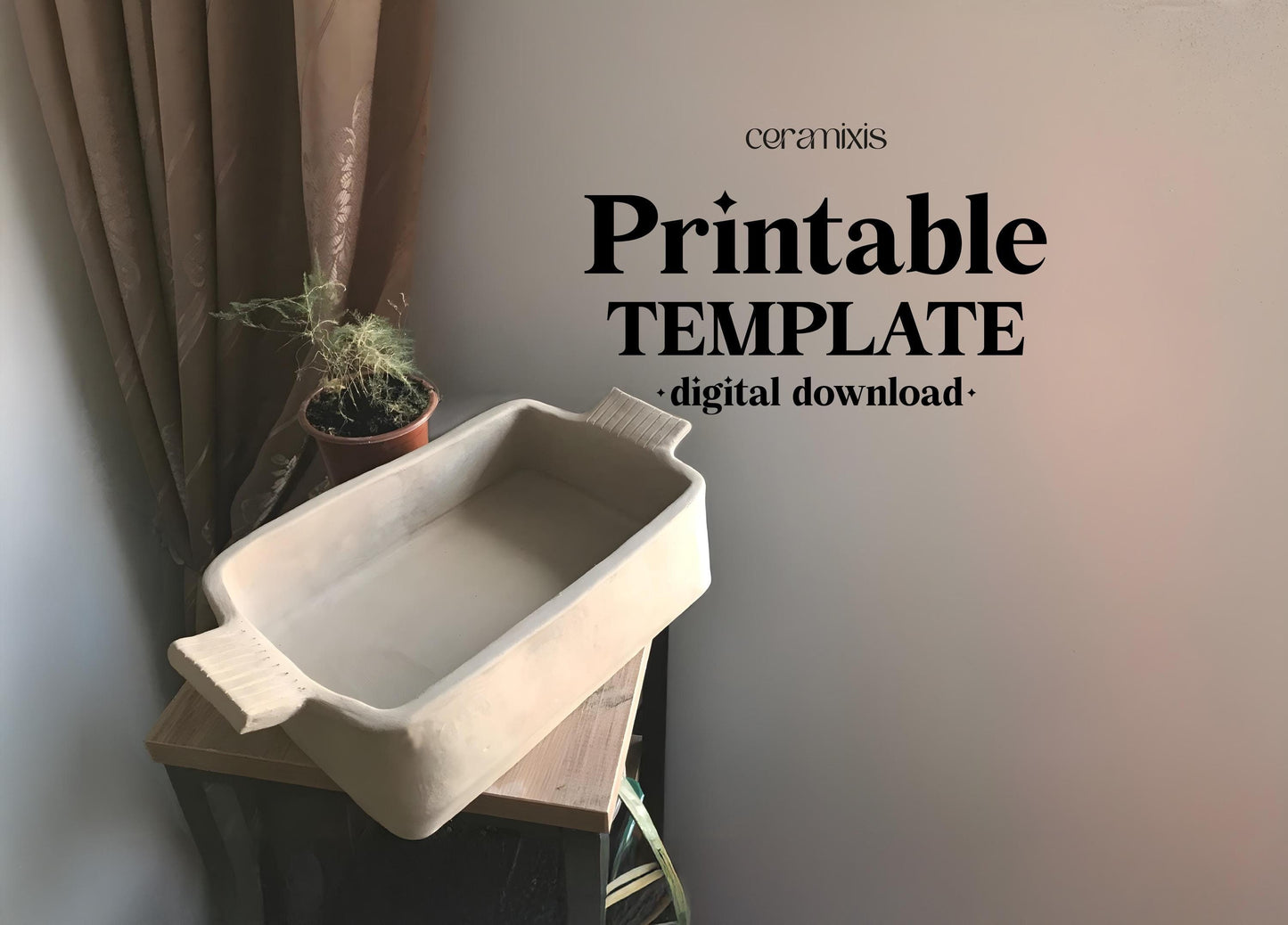 Baking Dish Pottery Template, Ceramic Slab Building, Digital Download