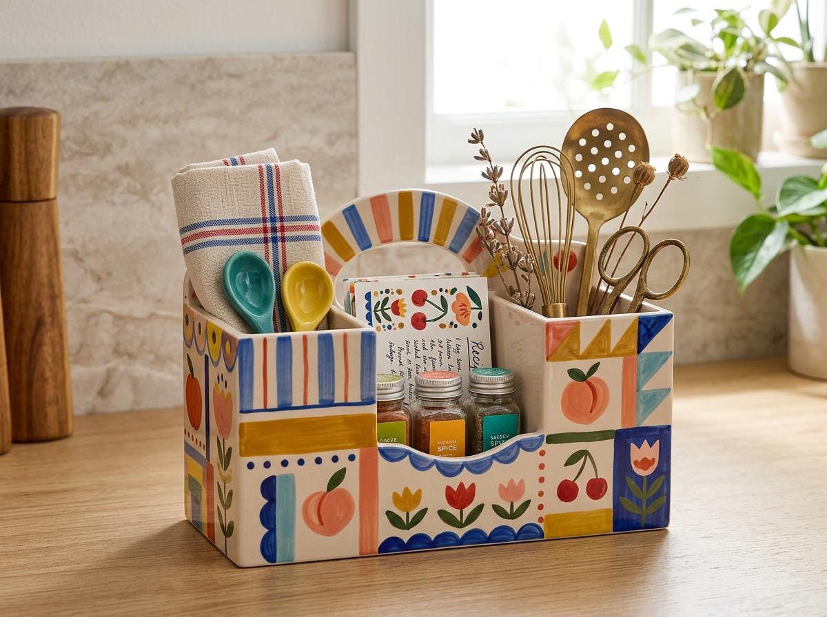 Kitchen Organizer with Handle Pottery Template, Ceramic Slab Building, Digital Download