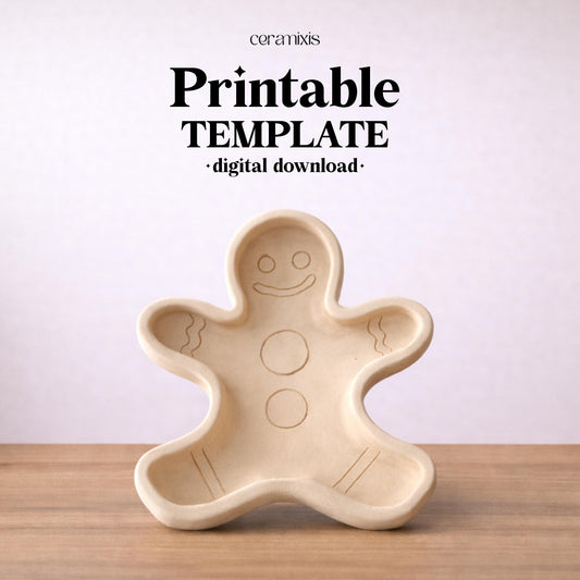 Gingerbread Plate Pottery Template, Ceramic Christmas Decor, Slab Building, Digital Download