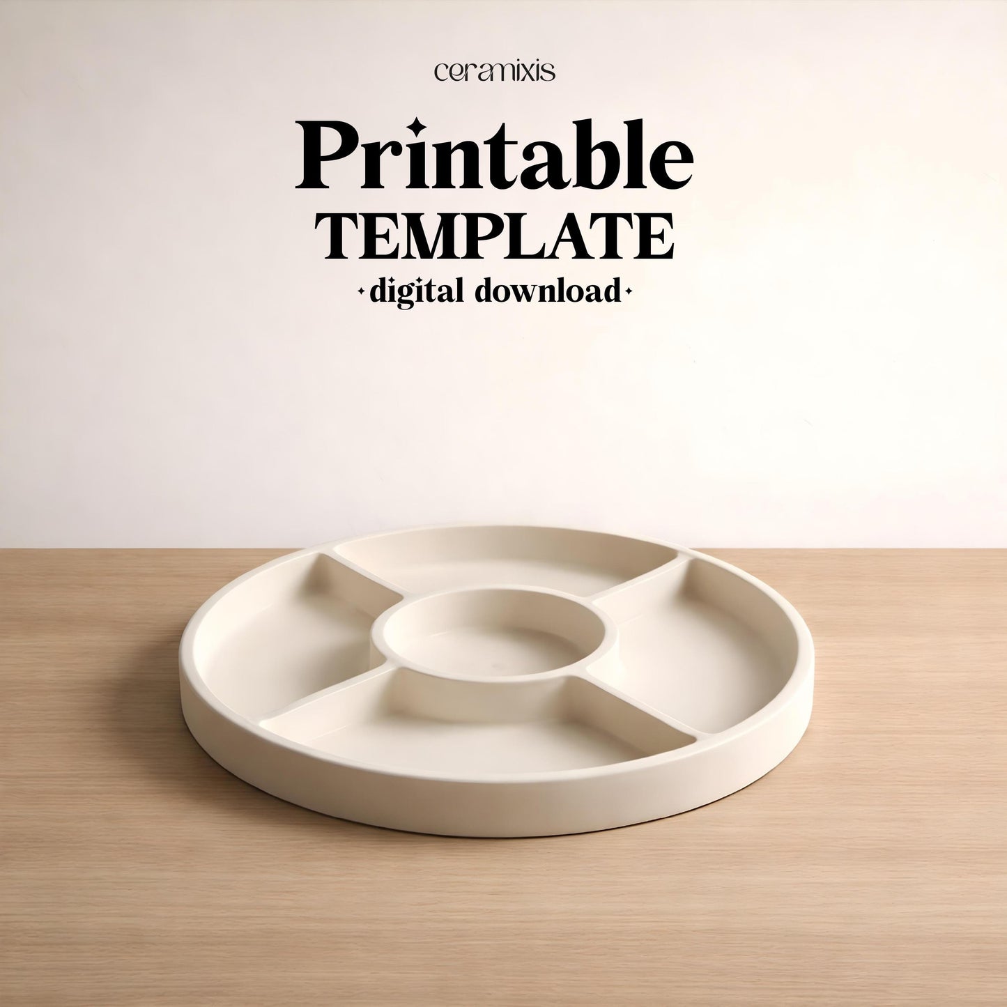 Divided Plate Pottery Template, Ceramic Slab Building, Digital Download