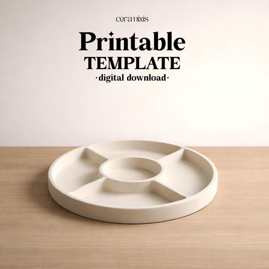 Divided Plate Pottery Template, Ceramic Slab Building, Digital Download