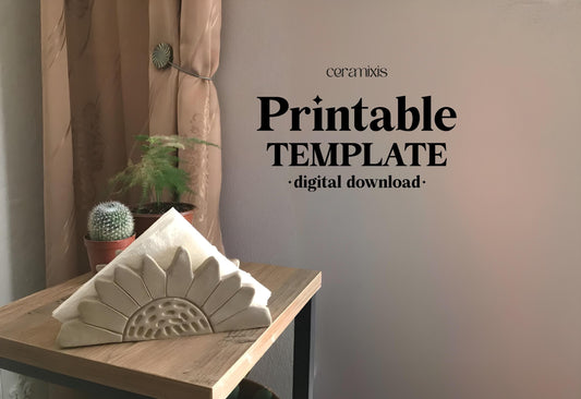 Sunflower Napkin Holder Pottery Template, Ceramic Slab Building, Digital Download