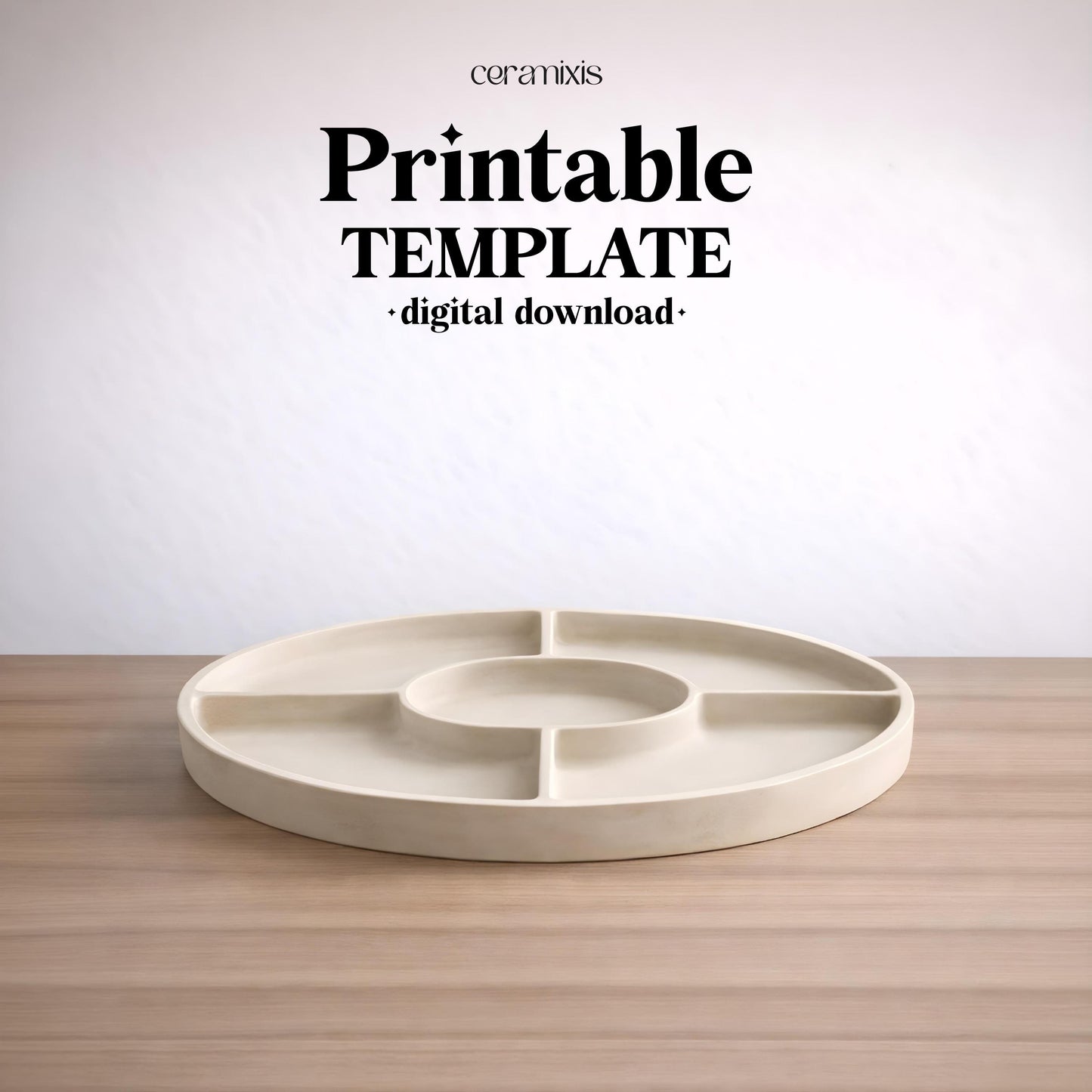 Divided Plate Serving Slab Building Template | Pottery Template | Ceramic Tools | Handbuilding | Digital Download