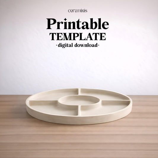 Divided Plate Serving Slab Building Template | Pottery Template | Ceramic Tools | Handbuilding | Digital Download