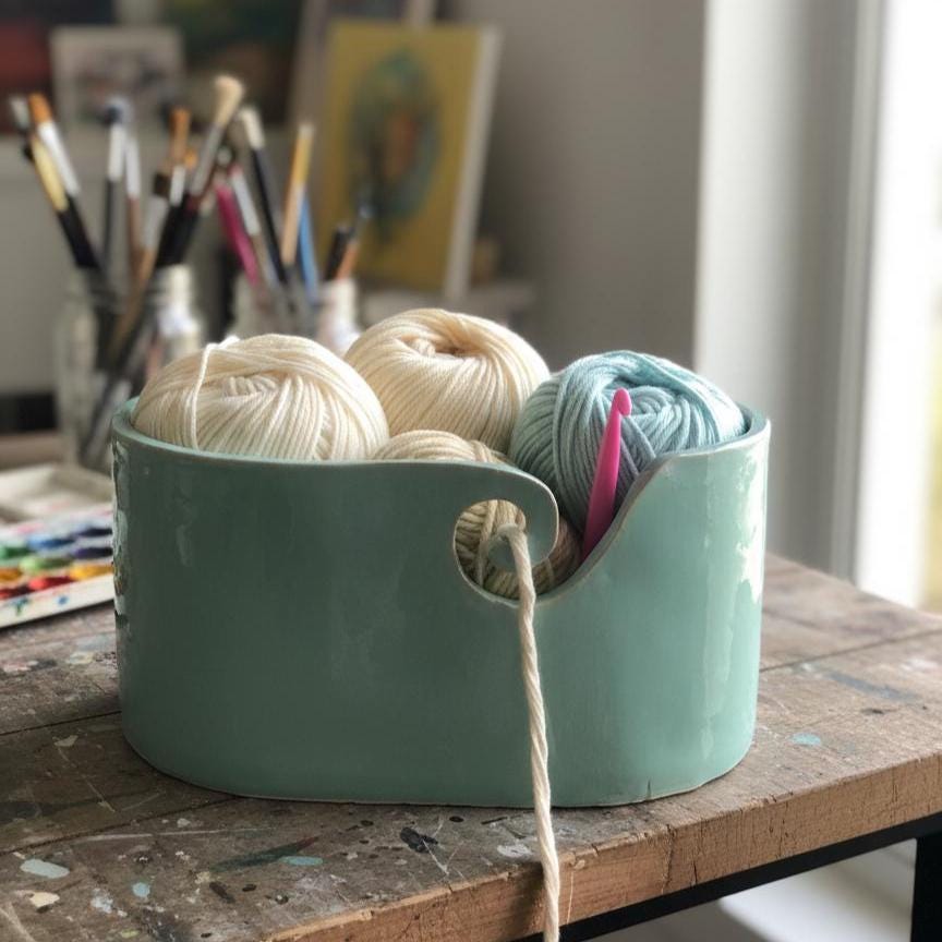 Yarn Bowl Pottery Template, Ceramic Slab Building, Digital Download