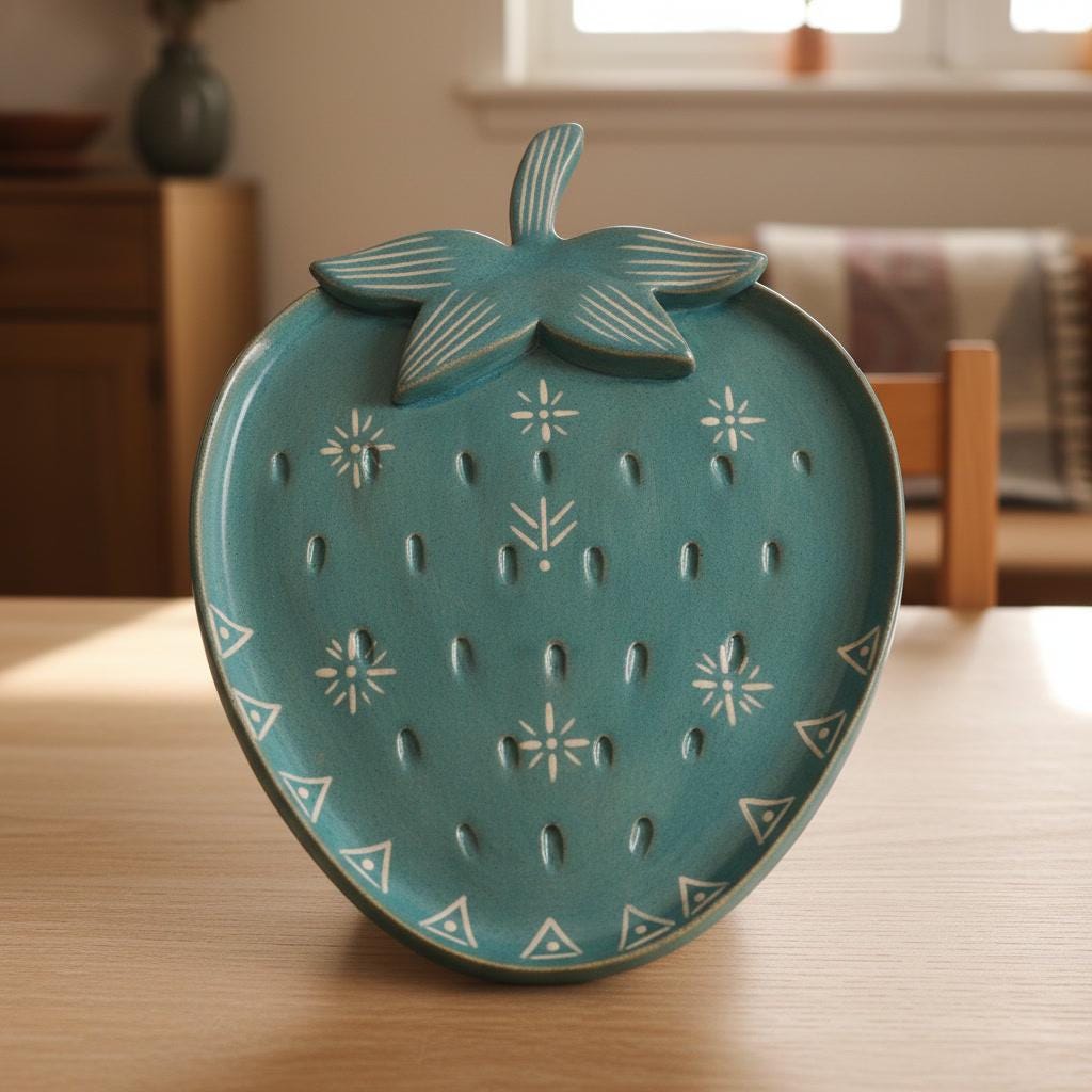 Strawberry Plate Pottery Template, Ceramic Slab Building, Digital Download