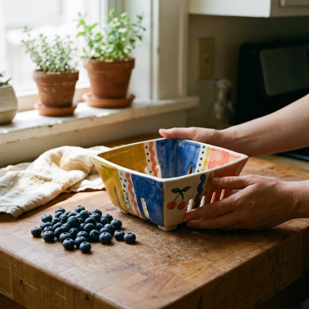 Berry Bowl Pottery Template, Mini Colander, Ceramic Slab Building, Digital Download