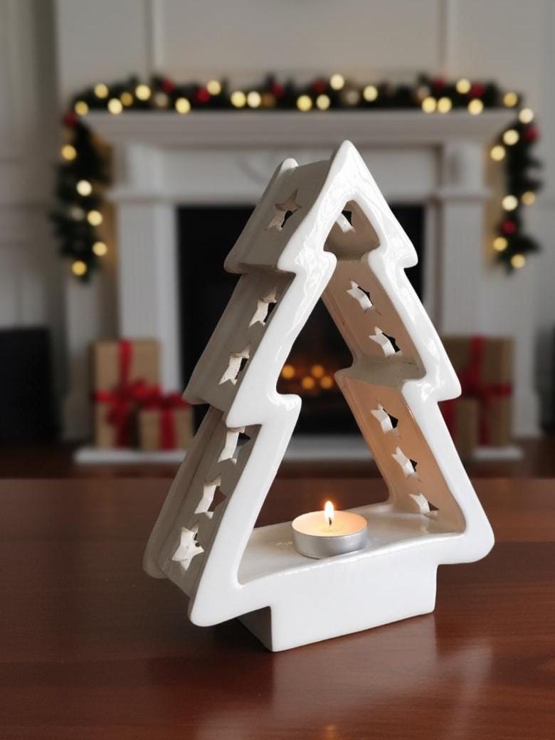 Tree Candle Holder Pottery Template, Ceramic Slab Building, Digital Download